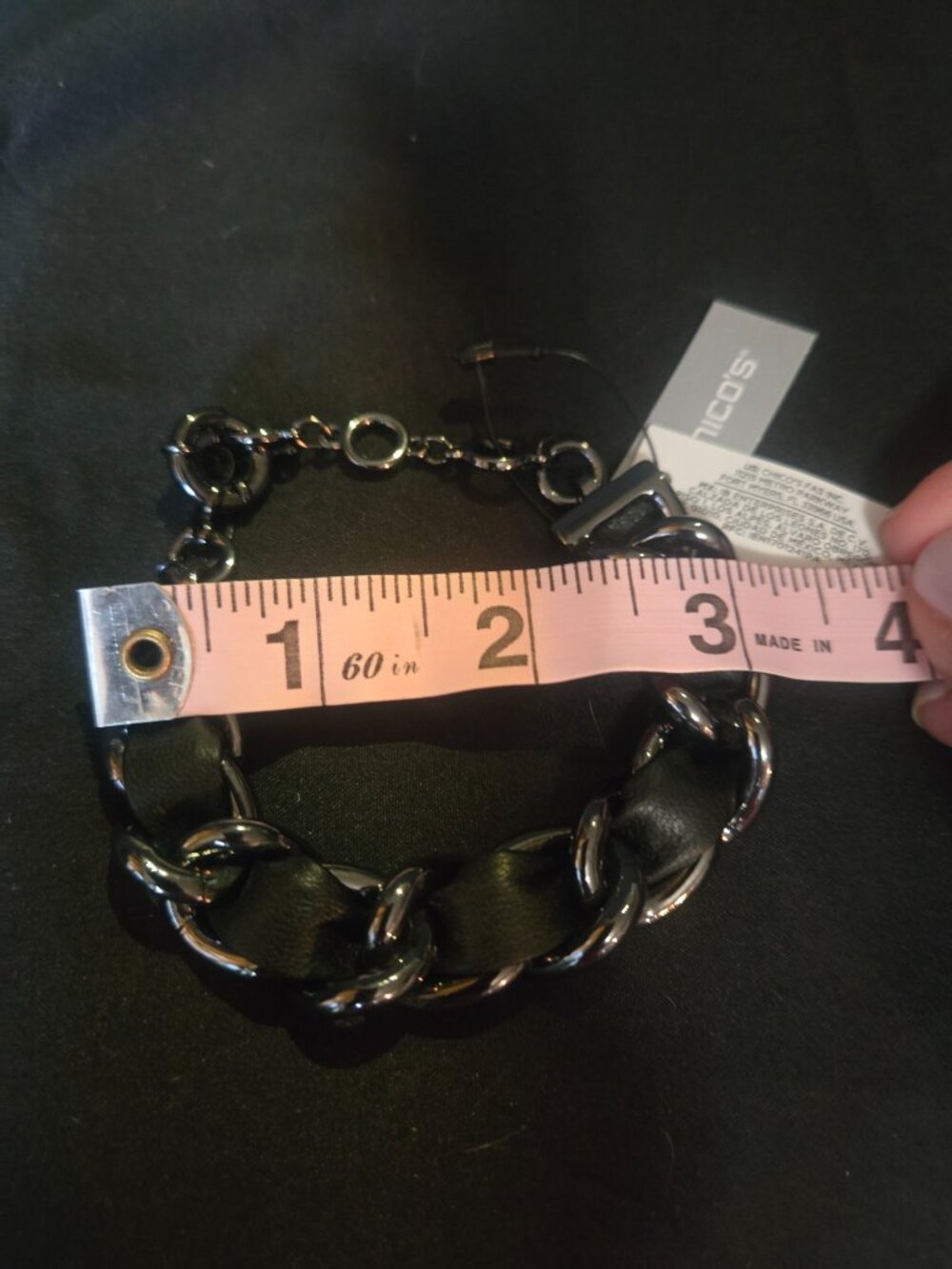 Chico's NWT Black Leather Wrap Chain Bracelet - Picture 5 of 7